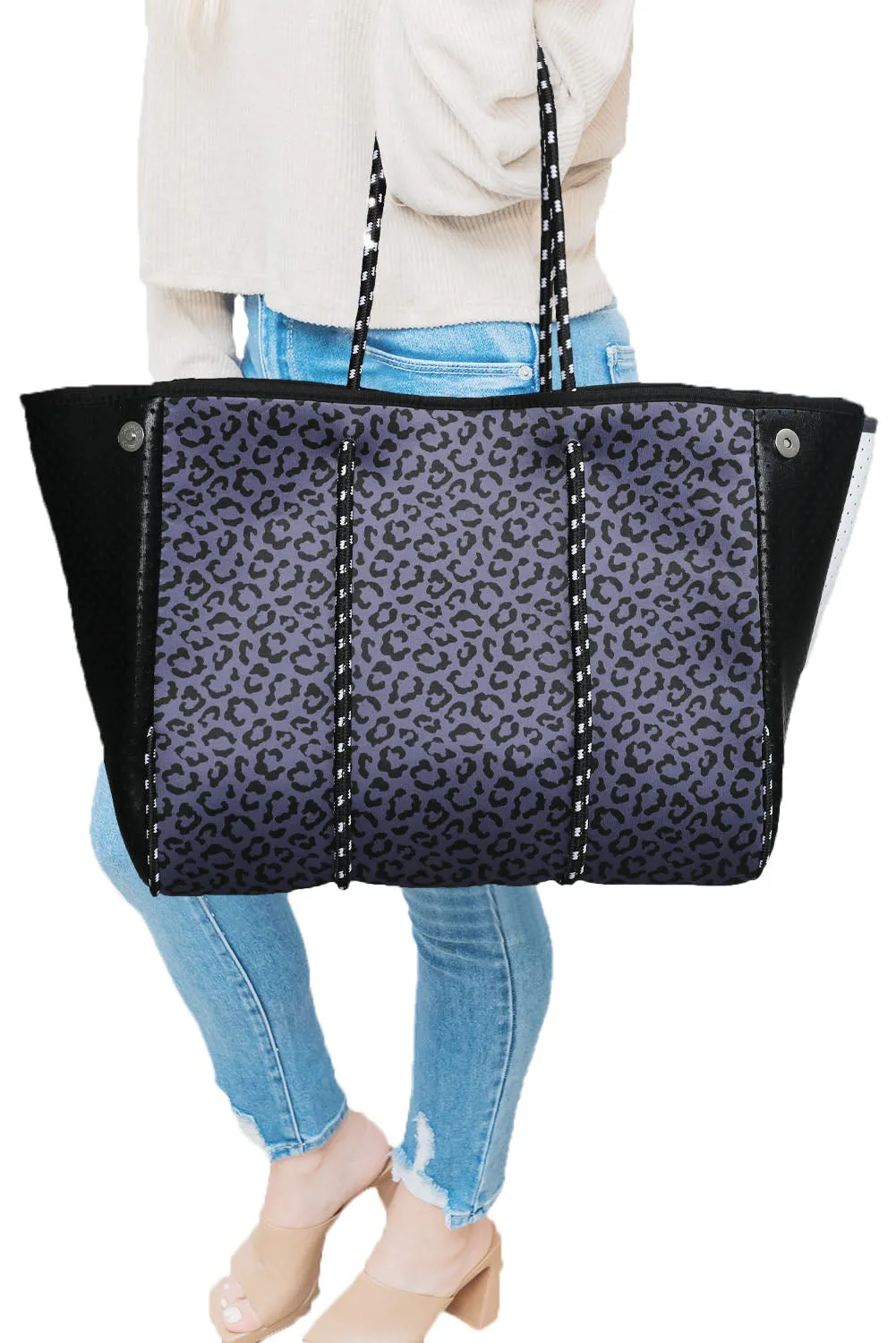 Leopard Splicing Oversized Tote Bag