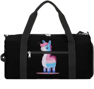 LGBT Llama Transgender Flag Pride Gym Bag for Men Women Lightweight Duffel Bag Sports Workout Bag for Travel Yoga