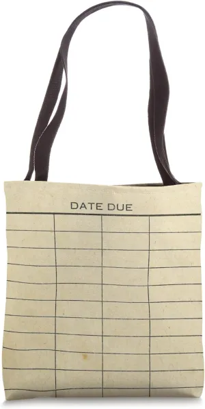 Library Due Date Cards Blank Return Librarian Vintage Tote Bag