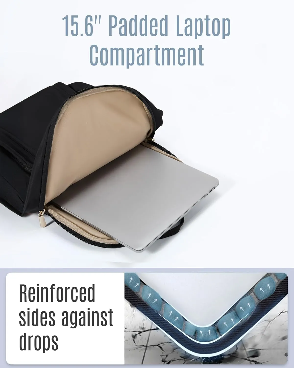 LIGHT FLIGHT Laptop Backpack for Women, 15.6 Inch Work Bag Business Backpack, Water Resistant Travel Bags Casual Daypacks for College, Large Backpacks for Travel, Champagne