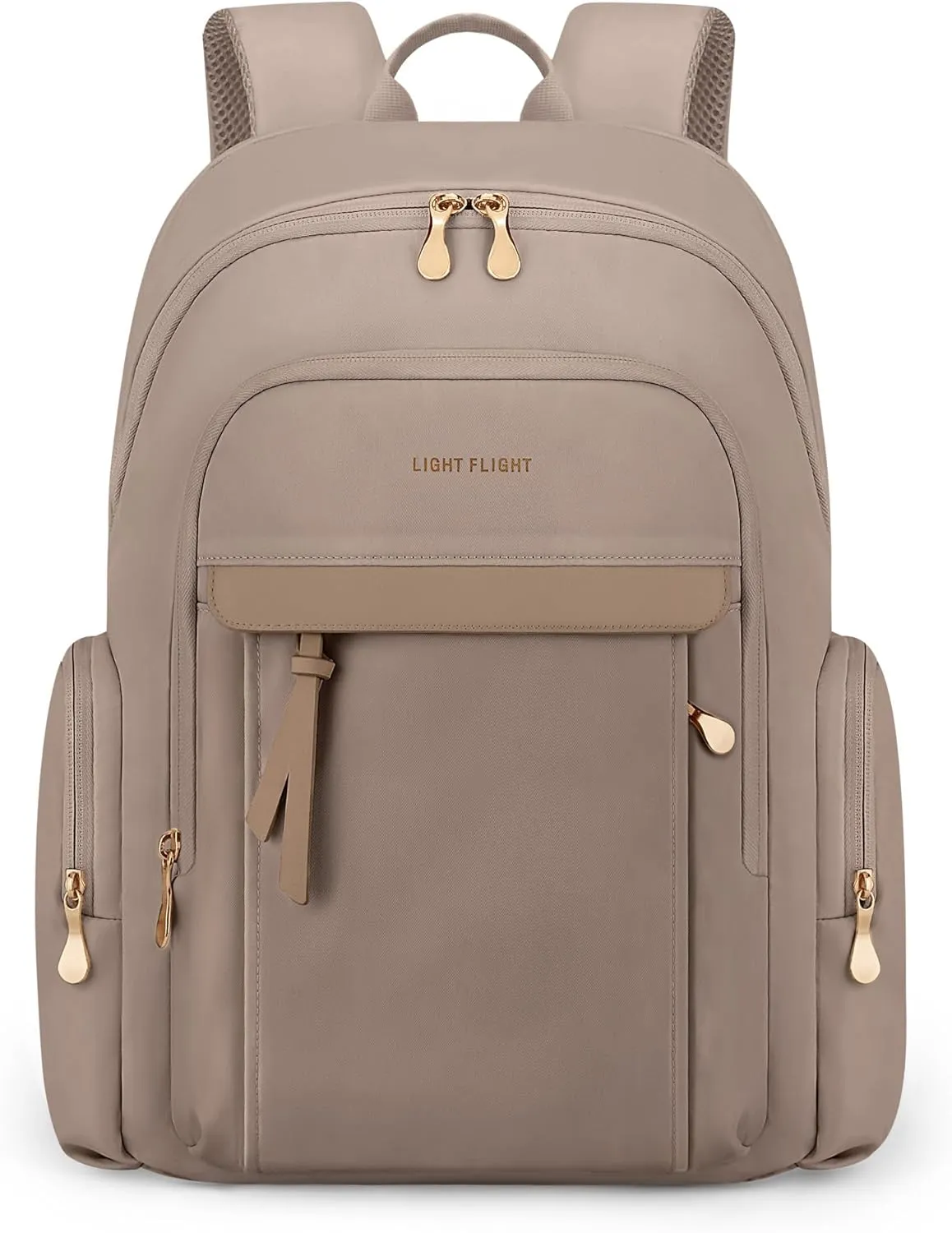 LIGHT FLIGHT Laptop Backpack for Women, 15.6 Inch Work Bag Business Backpack, Water Resistant Travel Bags Casual Daypacks for College, Large Backpacks for Travel, Champagne