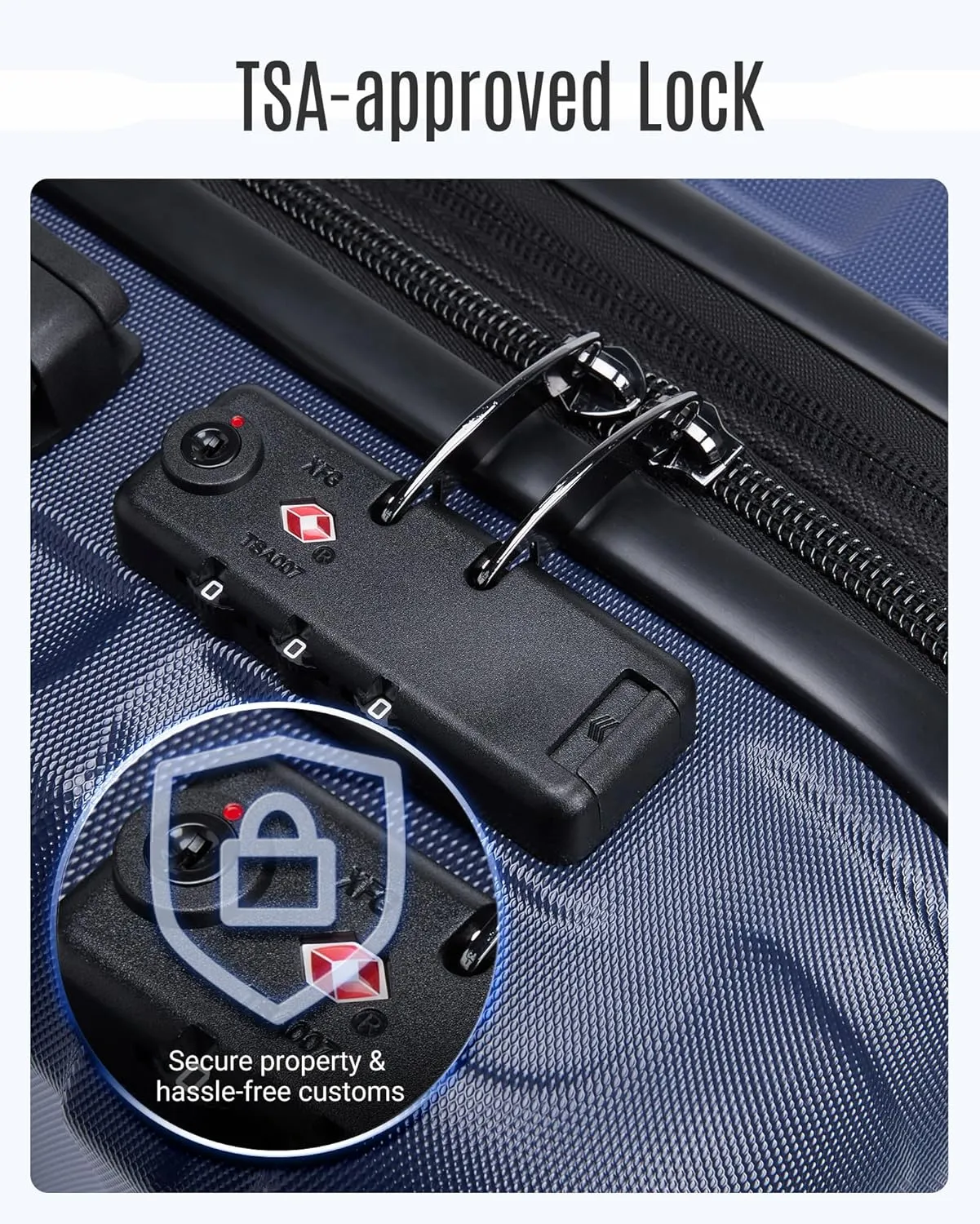 LIGHT FLIGHT Luggage Sets, 3 Piece Durable Suitcase Set with Spinner Wheels, 3 Pcs Hardside Lightweight luggage with TSA Lock, Large Checked Travel Suitcases, 20/24/28 Inch, Dark Blue
