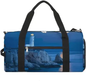 Lighthouse Beach Rock Gym Bag for Men Women Lightweight Duffel Bag Sports Workout Bag for Travel Yoga