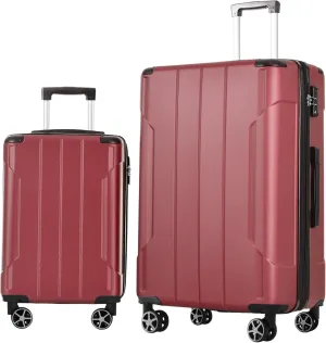 Lightweight Expandable 2-Piece Luggage Set, Providing Comfort and Security for Your Travels, Red