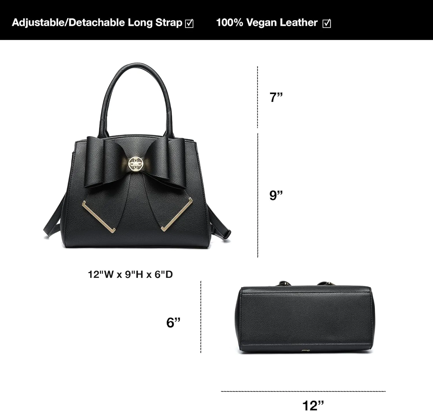 Like Dreams Vegan Leather Tote Bag for Women - Elegant Bowtie Satchel Purse, Stylish Handbag & Purse for Women