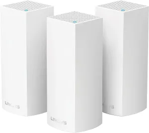 Linksys WHW0301 Velop Intelligent Mesh WiFi Router System: AC2200 Tri-Band, Network for Full-Speed Coverage, Computer Internet Wireless Routers Extender for Home (White, 3-Pack) (Renewed)