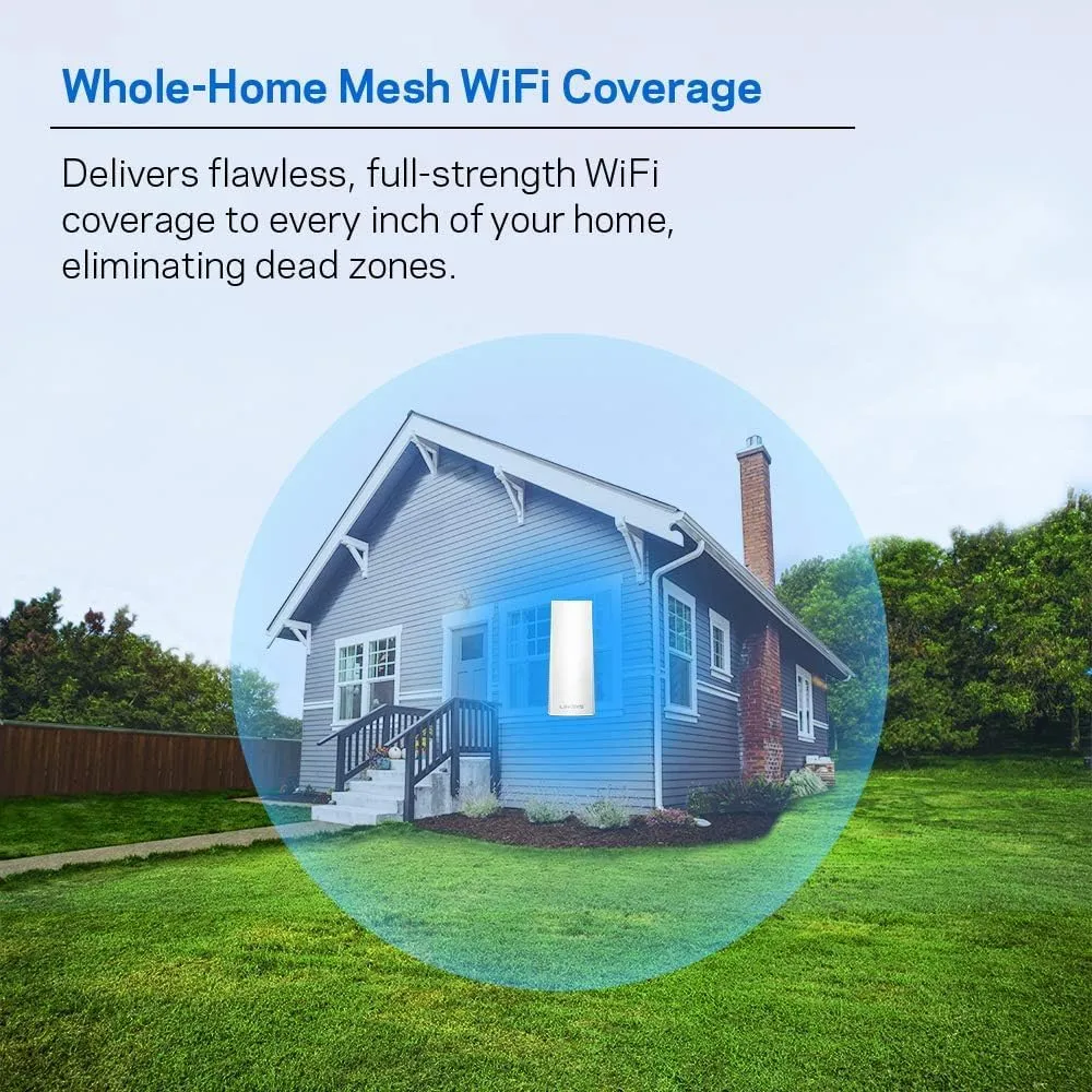 Linksys WHW0301 Velop Intelligent Mesh WiFi Router System: AC2200 Tri-Band, Network for Full-Speed Coverage, Computer Internet Wireless Routers Extender for Home (White, 3-Pack) (Renewed)