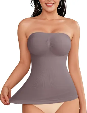 LODAY Strapless Shapewear Tank Tops for Women Compression Tank Top Tummy Control Long Tube Tops Camisoles