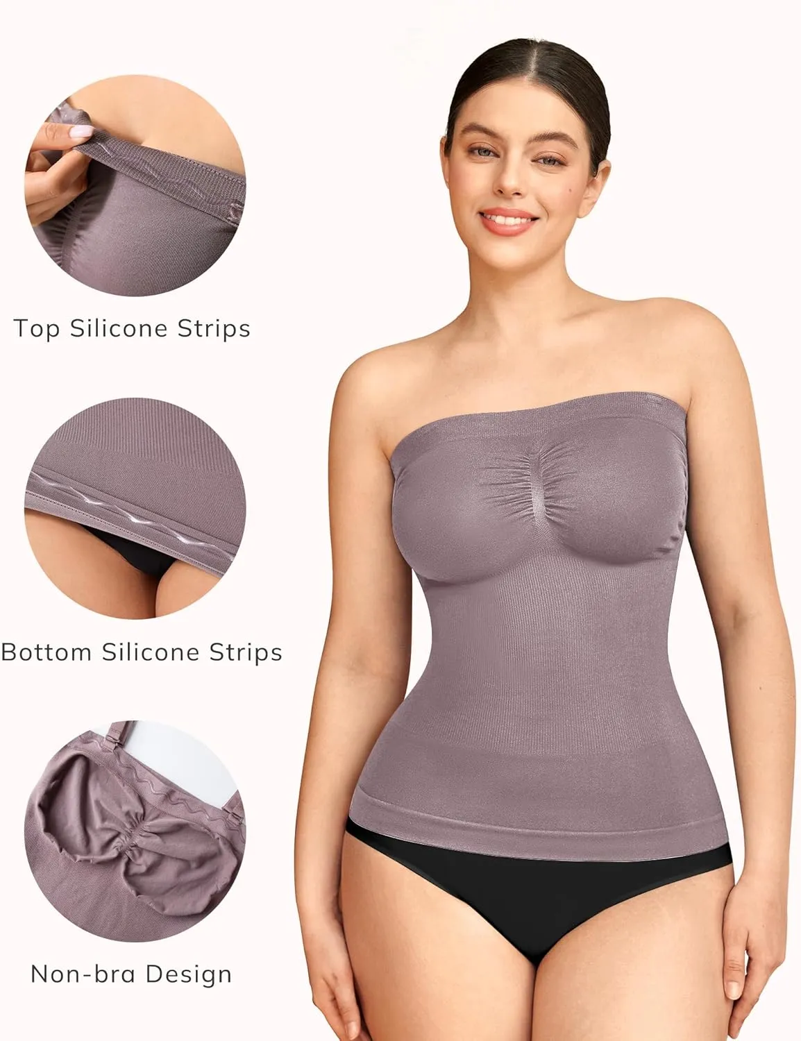 LODAY Strapless Shapewear Tank Tops for Women Compression Tank Top Tummy Control Long Tube Tops Camisoles