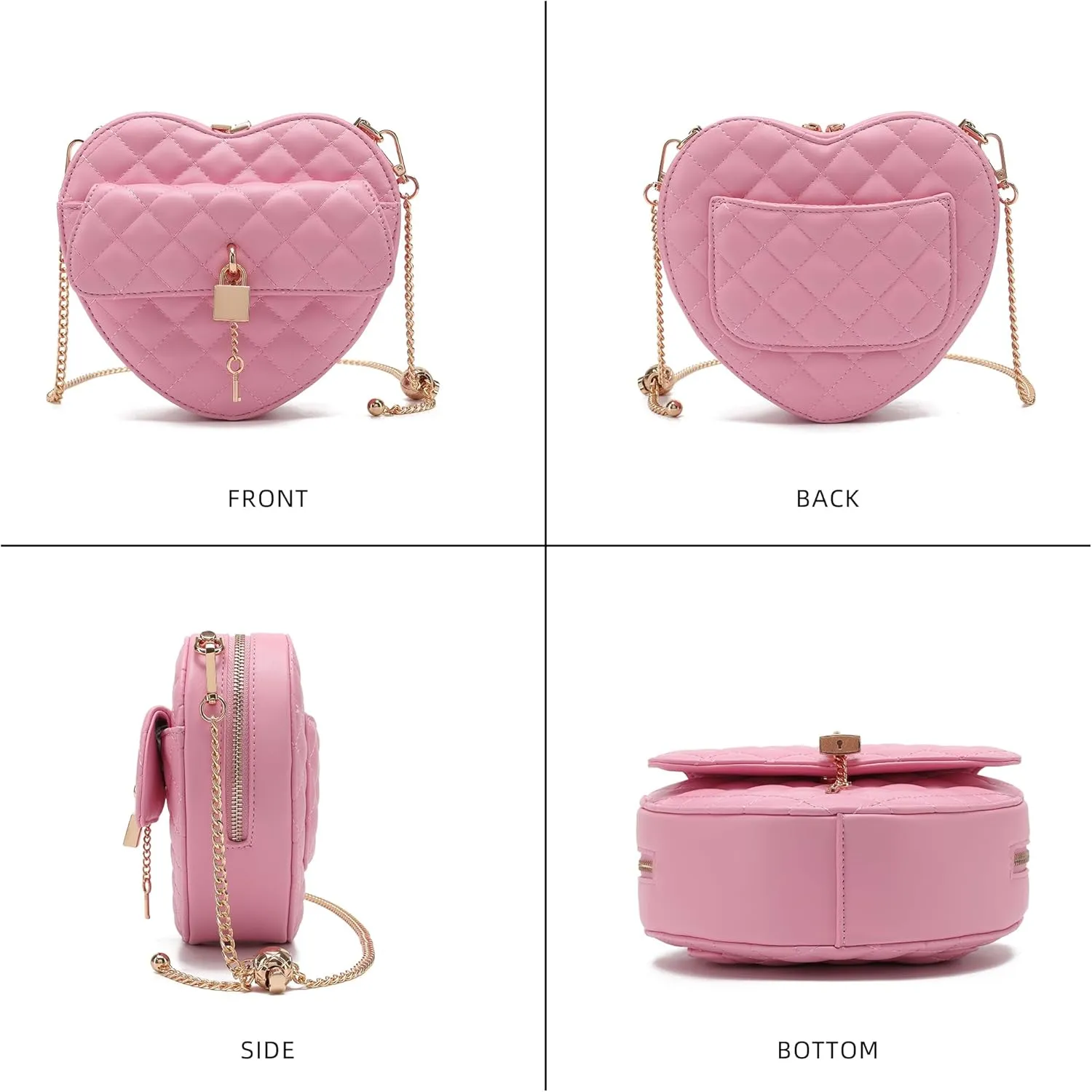 lola mae Heart Shape Satchel Crossbody Purse for women Zip Around Shoulder Bag
