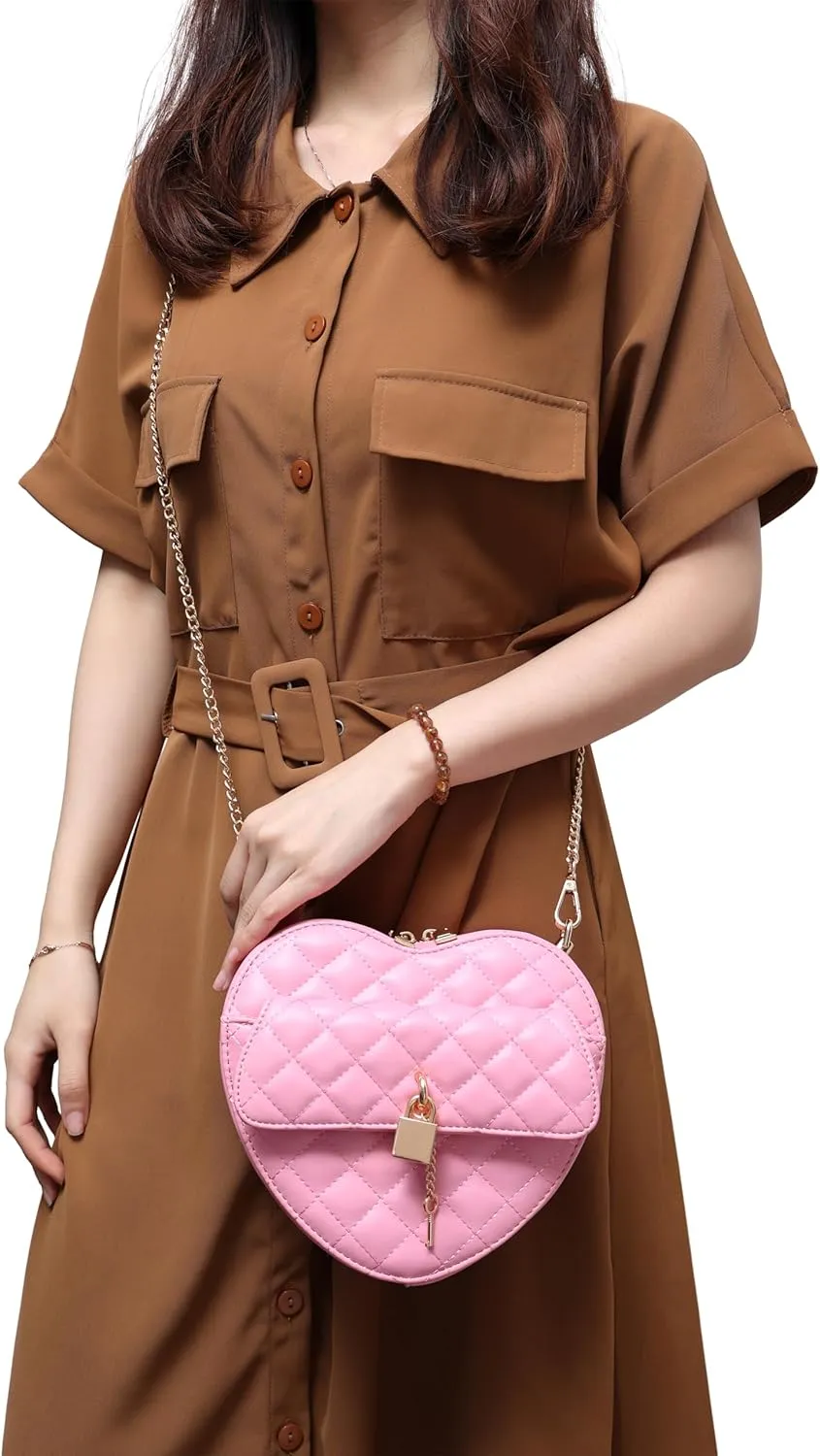 lola mae Heart Shape Satchel Crossbody Purse for women Zip Around Shoulder Bag