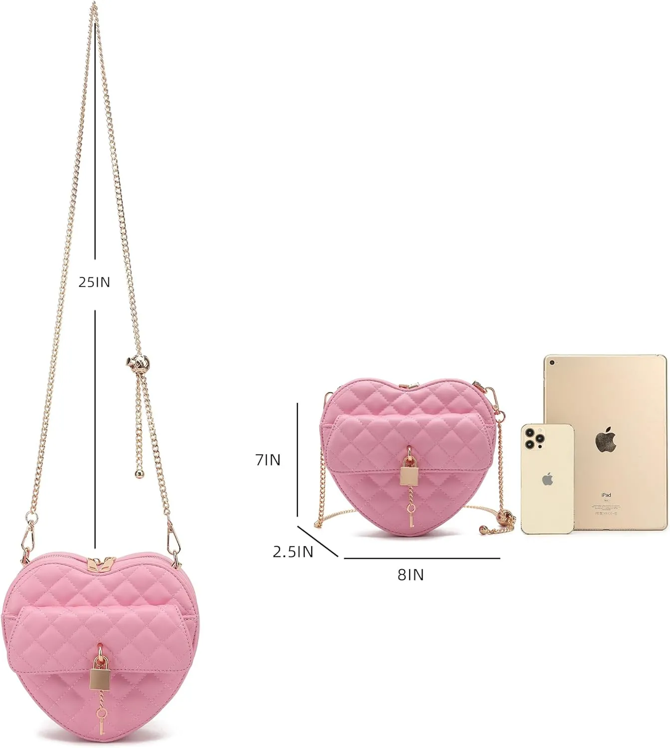 lola mae Heart Shape Satchel Crossbody Purse for women Zip Around Shoulder Bag