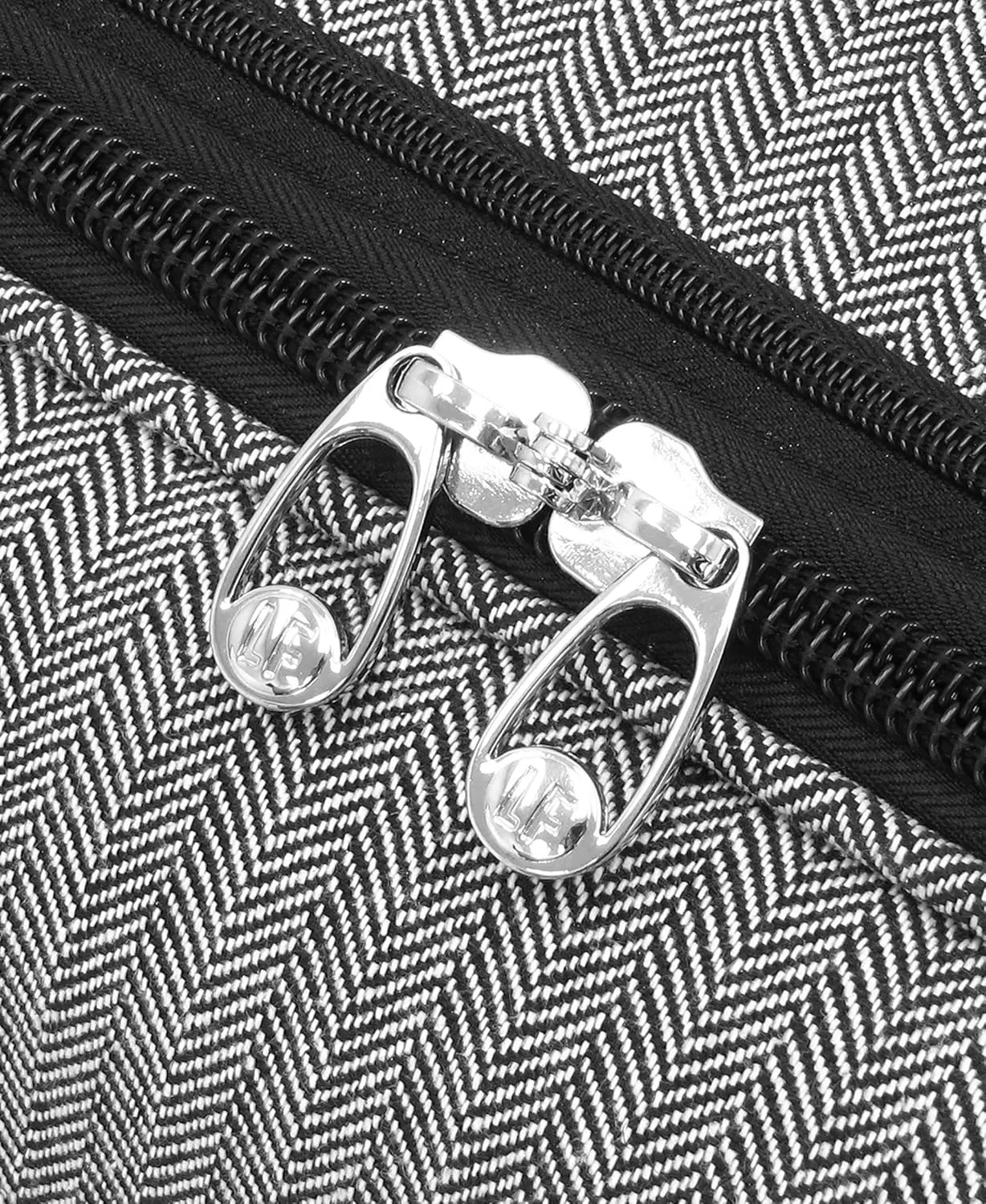 London Fog Newcastle Softside Expandable Spinner Luggage, Black White Herringbone, 4 Piece Set