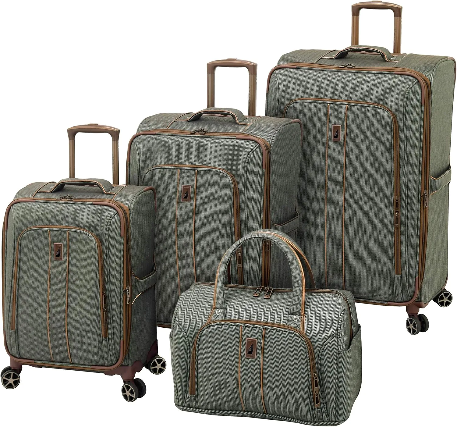 LONDON FOG Newcastle Softside Expandable Spinner Luggage, Slate Bronze, 4 Piece Set