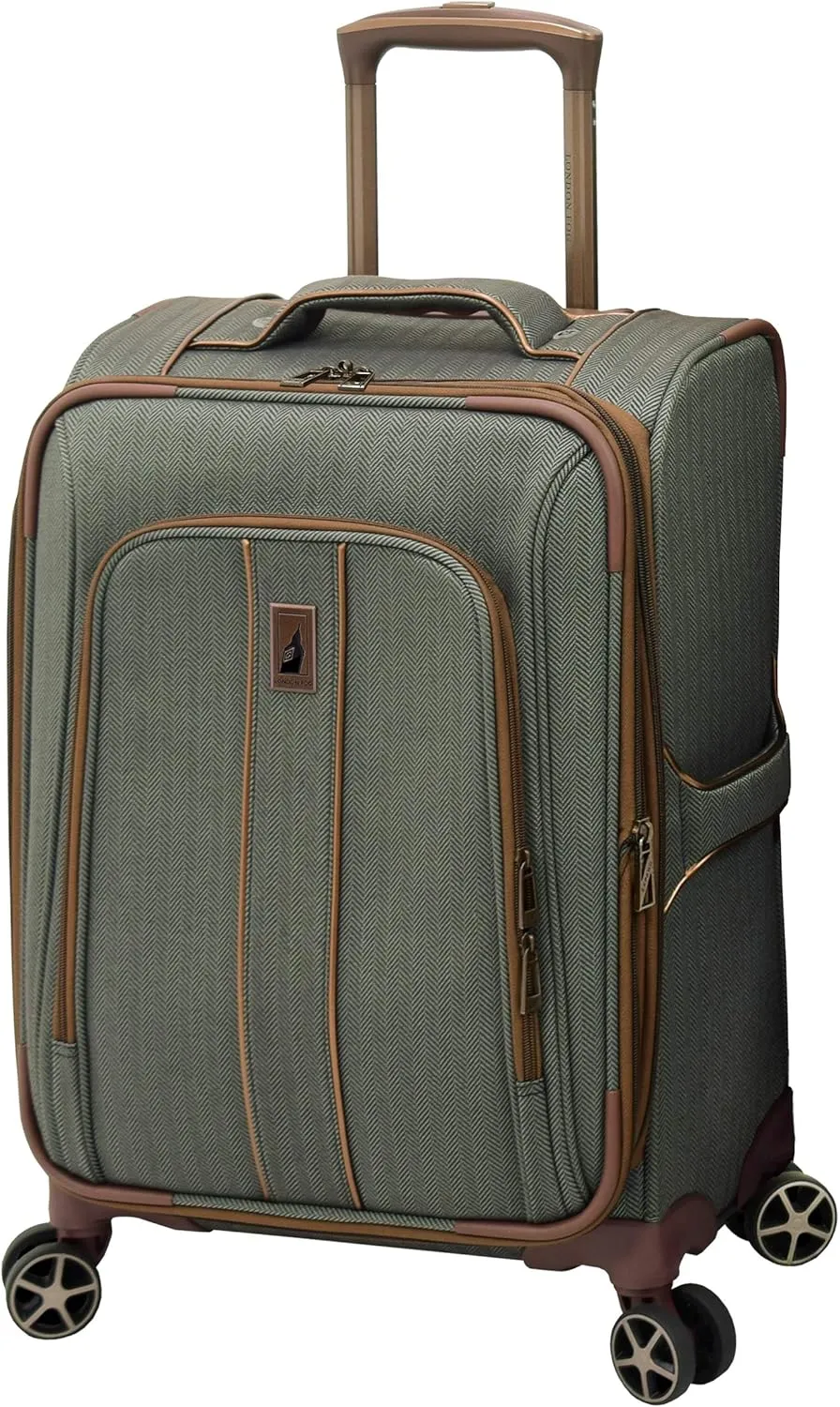 LONDON FOG Newcastle Softside Expandable Spinner Luggage, Slate Bronze, 4 Piece Set