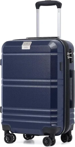 LONG VACATION Hardside Expandable Carry On Luggage, Suitcase with Spinner Wheels TSA Lock, Luggage with USB Port (Blue, 20 INCH)