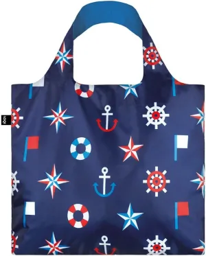 LOQI Nautical Classic Reusable Shopping Bag, Blue