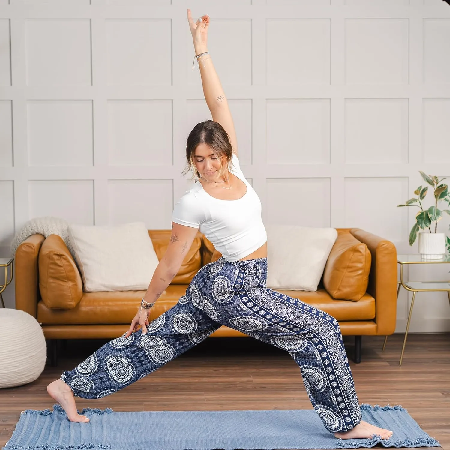 Lotus and Luna Women's Harem Pants Thai Pants for Beach & Lounge High Waisted Flowy Boho Pants Genie Pants Yoga Pants
