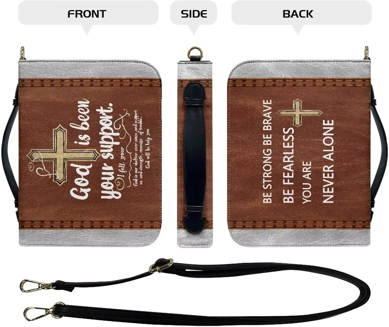 Lotusorchid Bible Cover for Women, Bible Book Cover for Men with Pocket, Bible Tote Bag with Detachable Shoulder Strap
