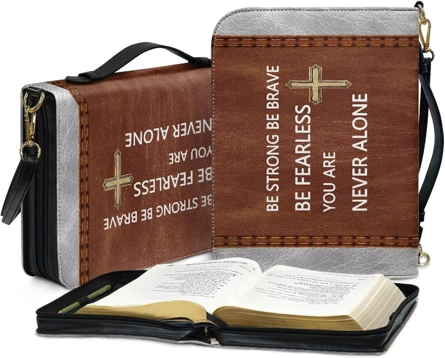 Lotusorchid Bible Cover for Women, Bible Book Cover for Men with Pocket, Bible Tote Bag with Detachable Shoulder Strap