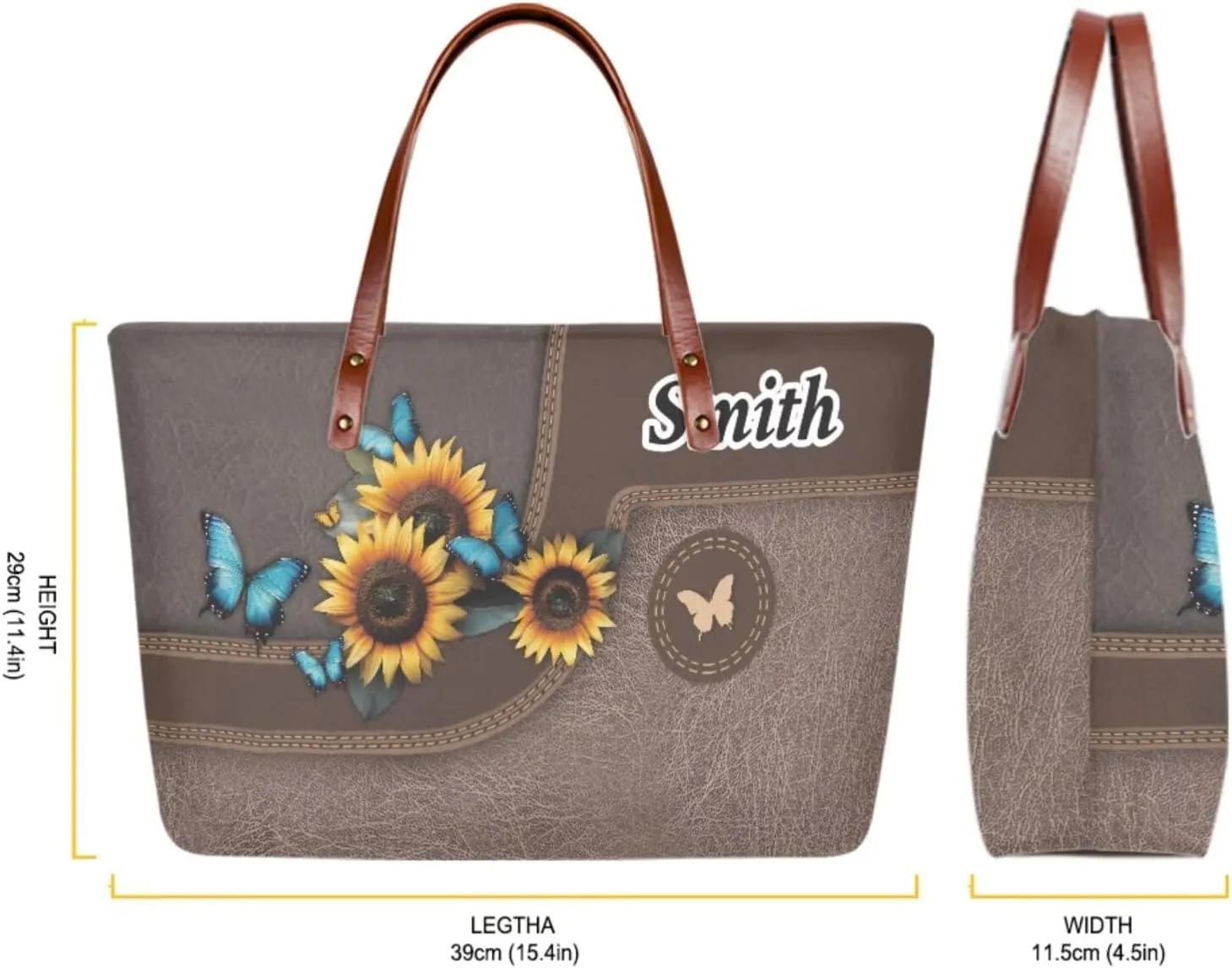 Lotusorchid Custom Tote Bag Name for Women, Satchel Handbag with Wrist Strap Wallet, Women Handbags Top Handle Satchel Purse