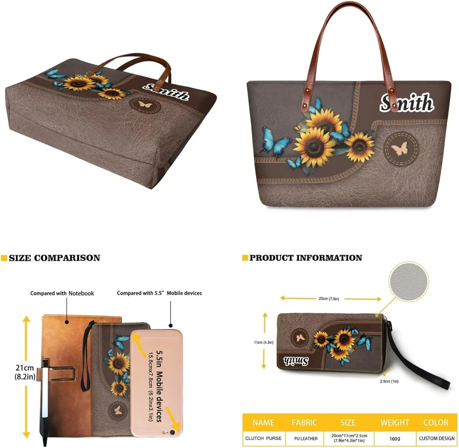Lotusorchid Custom Tote Bag Name for Women, Satchel Handbag with Wrist Strap Wallet, Women Handbags Top Handle Satchel Purse