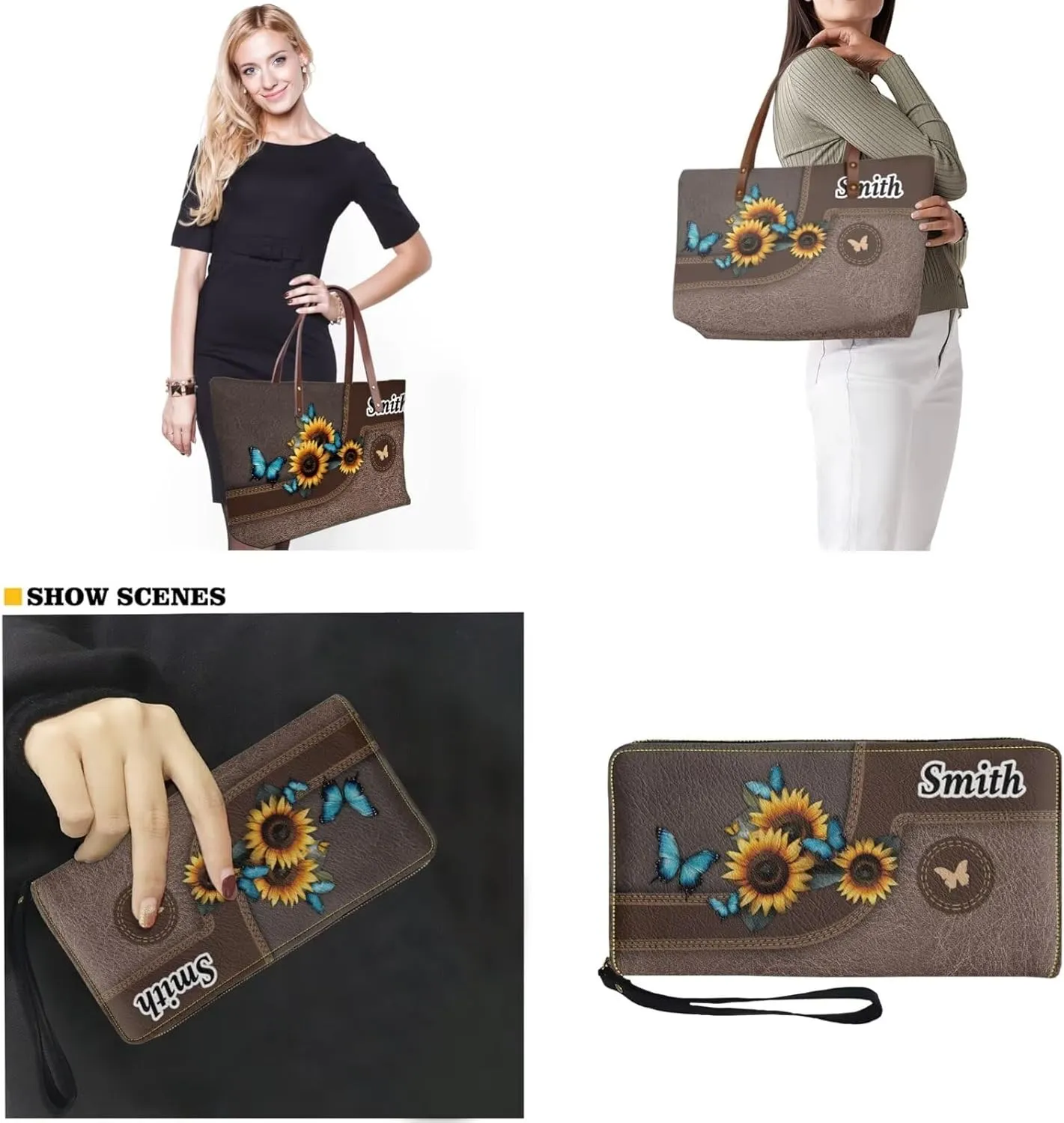 Lotusorchid Custom Tote Bag Name for Women, Satchel Handbag with Wrist Strap Wallet, Women Handbags Top Handle Satchel Purse