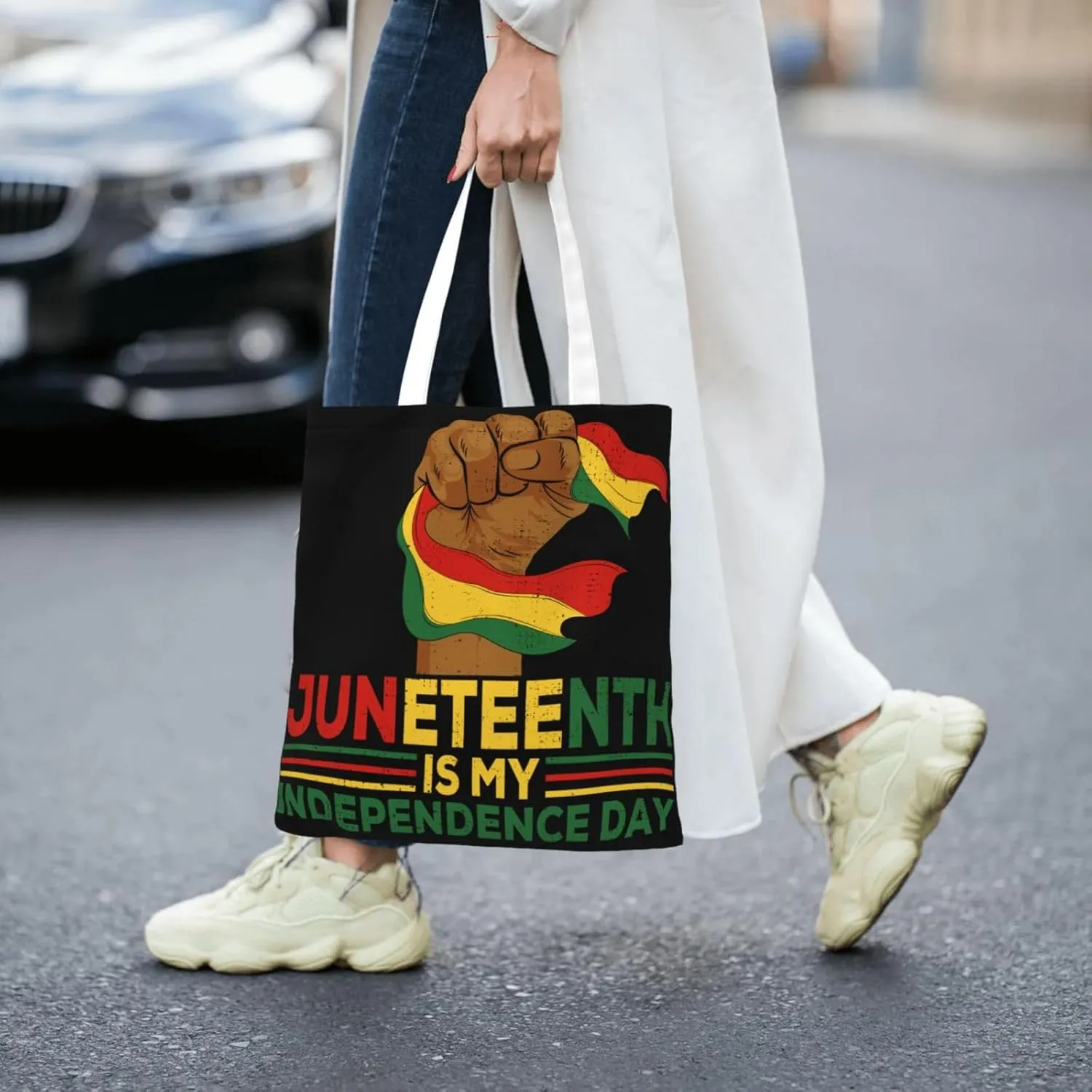 Love Sunflower Juneteenth Festival Tote Bag Reusable Shoulder Tote Bag For Women Lady Vacation, Shopping, Work