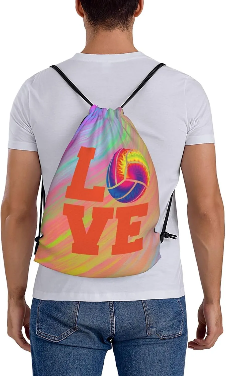 Love Volleyball Unisex Drawstring Backpack Bag Sport Gym Swim Travel Sackpack