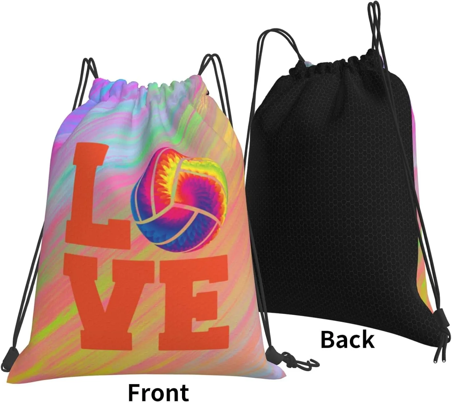 Love Volleyball Unisex Drawstring Backpack Bag Sport Gym Swim Travel Sackpack