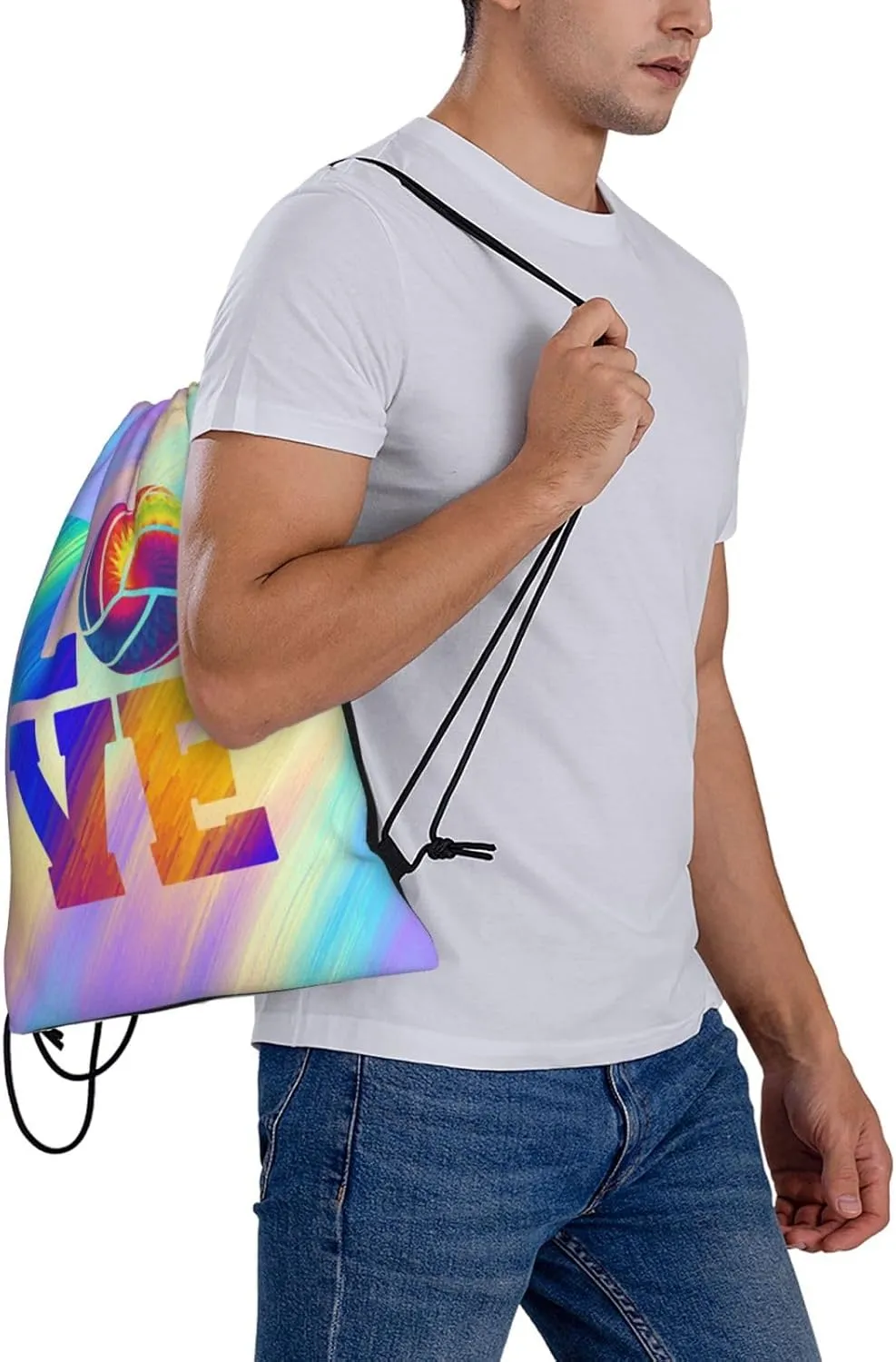 Love Volleyball Unisex Drawstring Backpack Bag Sport Gym Swim Travel Sackpack