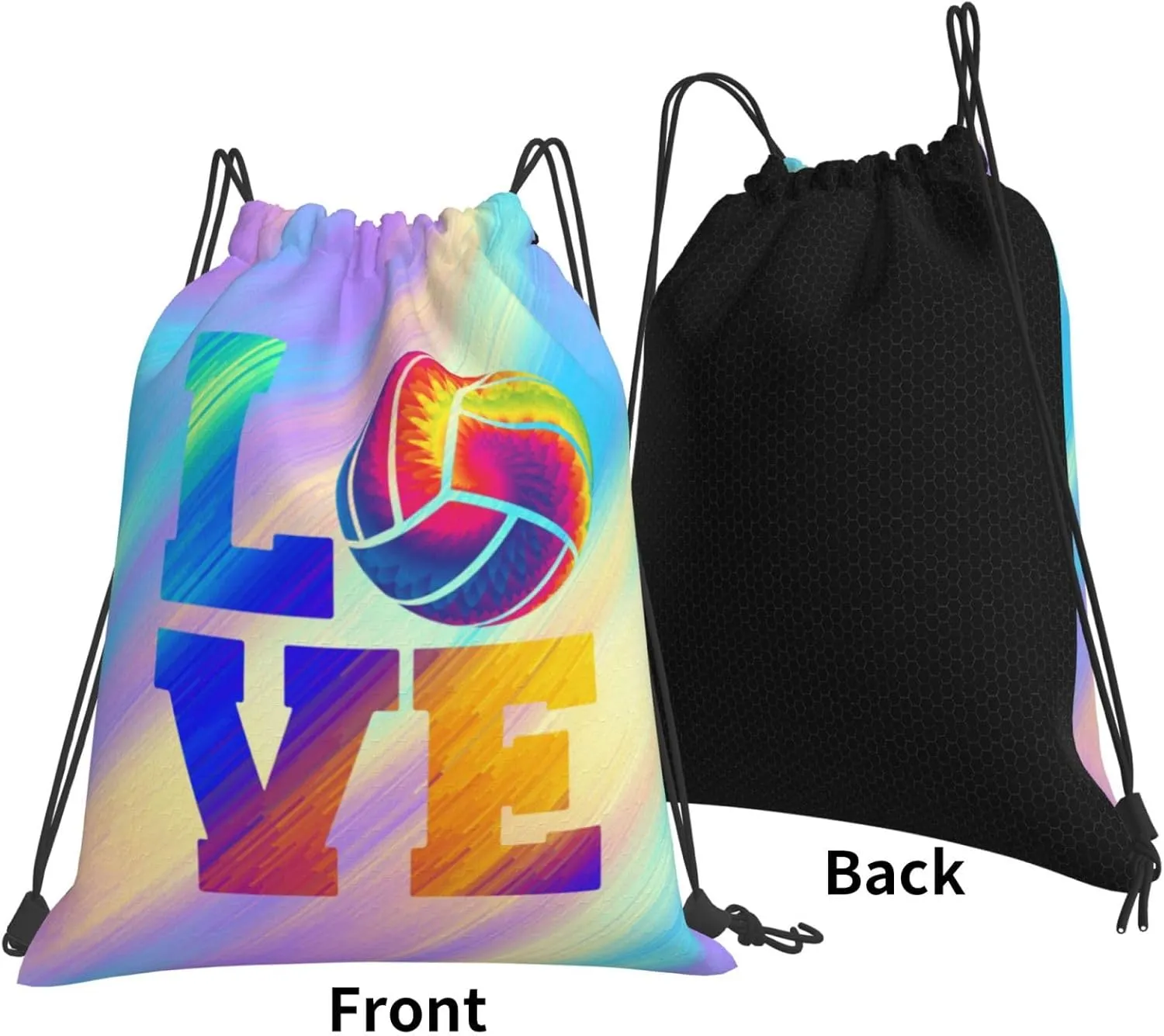 Love Volleyball Unisex Drawstring Backpack Bag Sport Gym Swim Travel Sackpack