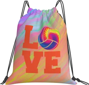 Love Volleyball Unisex Drawstring Backpack Bag Sport Gym Swim Travel Sackpack
