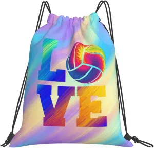 Love Volleyball Unisex Drawstring Backpack Bag Sport Gym Swim Travel Sackpack