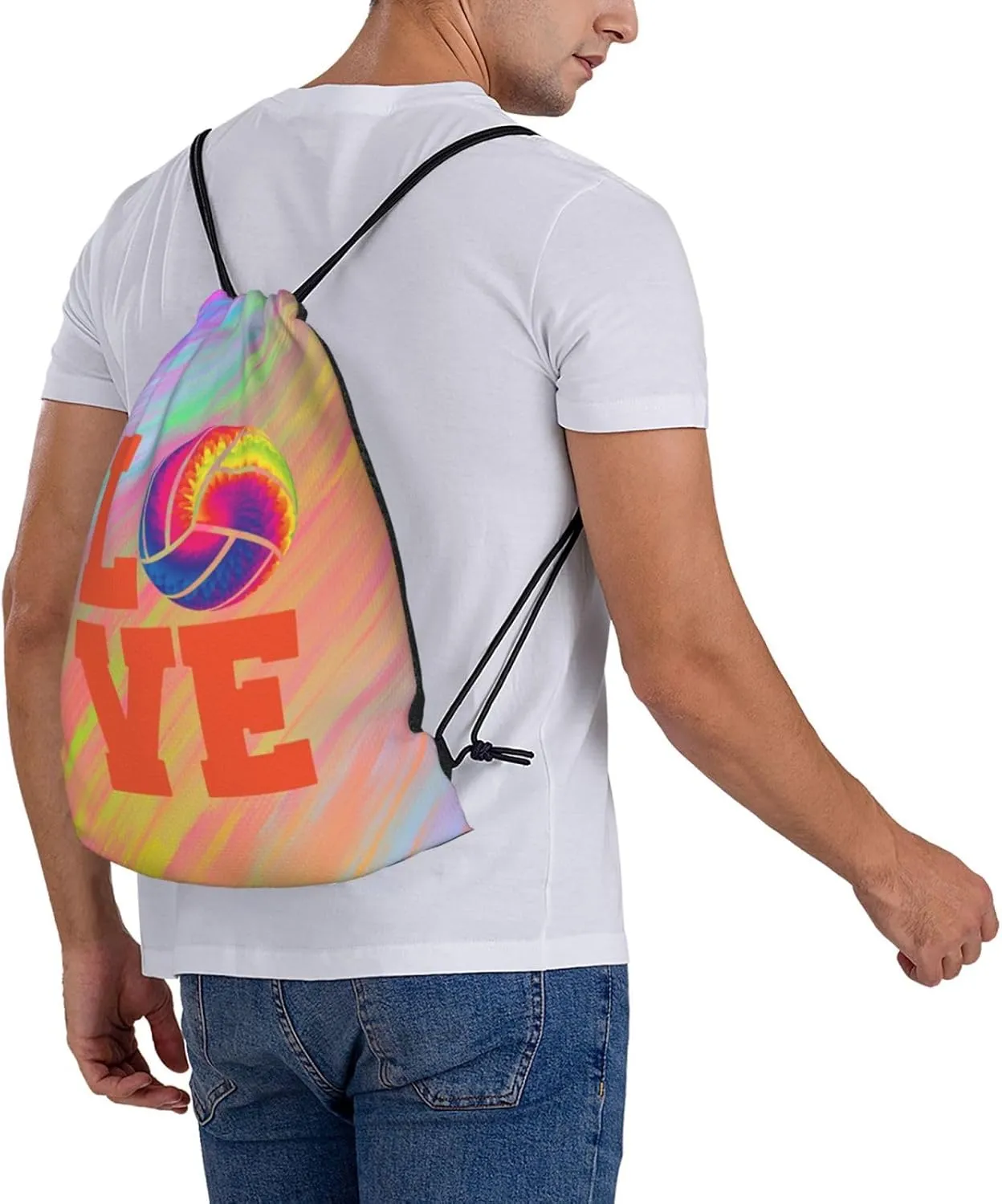 Love Volleyball Unisex Drawstring Backpack Bag Sport Gym Swim Travel Sackpack