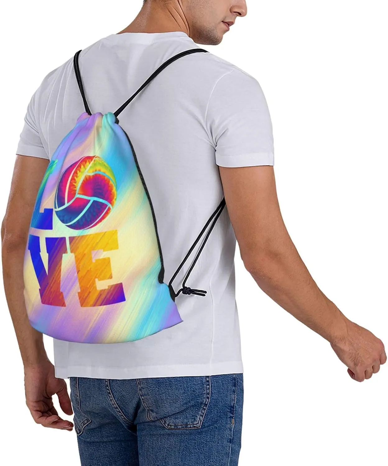 Love Volleyball Unisex Drawstring Backpack Bag Sport Gym Swim Travel Sackpack