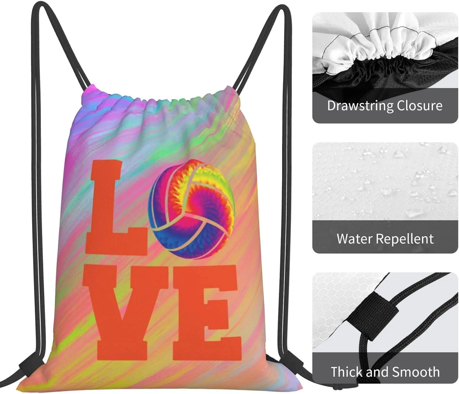 Love Volleyball Unisex Drawstring Backpack Bag Sport Gym Swim Travel Sackpack