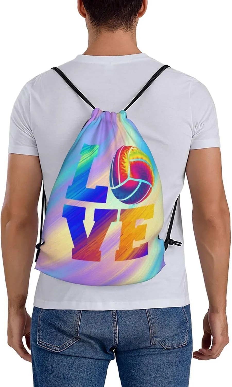 Love Volleyball Unisex Drawstring Backpack Bag Sport Gym Swim Travel Sackpack