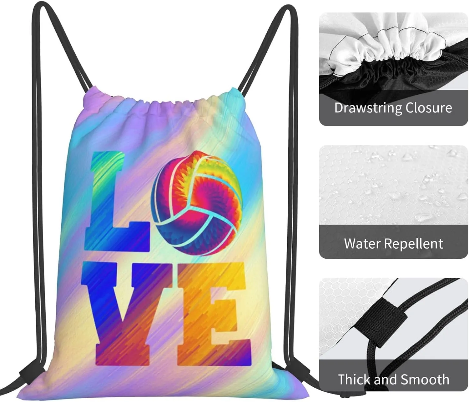 Love Volleyball Unisex Drawstring Backpack Bag Sport Gym Swim Travel Sackpack