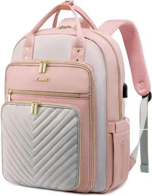 LOVEVOOK Laptop Backpack for Women, Water Resistant Travel Work Backpacks Purse Stylish Business Teacher Nurse Computer Bag with USB Charging Port, Fits 15.6" Laptop