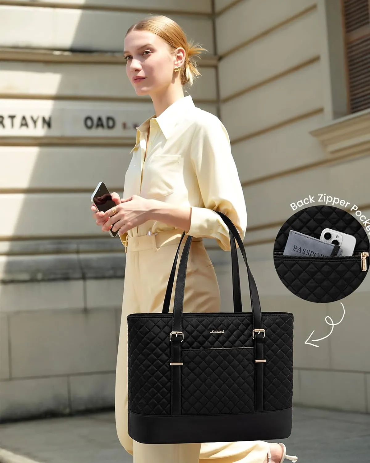 LOVEVOOK Laptop Bag for Women, 17.3 Inch Work Tote Computer Bag With Large Cup Holder, Lightweight Large Laptop Briefcase for Travel, Bussiness, Teacher