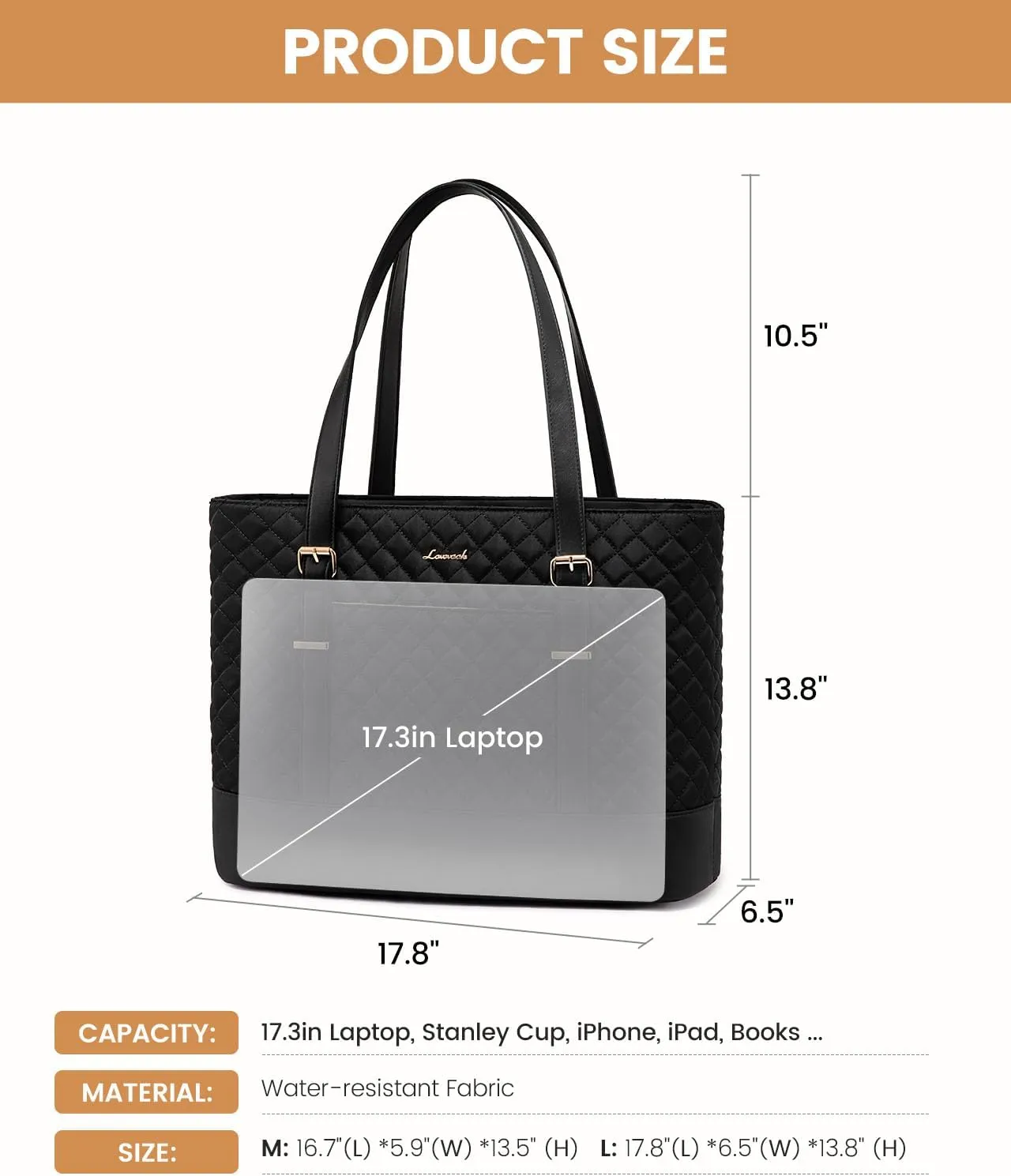 LOVEVOOK Laptop Bag for Women, 17.3 Inch Work Tote Computer Bag With Large Cup Holder, Lightweight Large Laptop Briefcase for Travel, Bussiness, Teacher