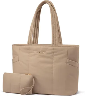 LOVEVOOK Laptop Bag for Women, Lightweight Puffy Work Tote Bag with Clutch Purse, 15.6 Inch Computer Briefcase Bag