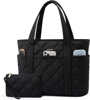 LOVEVOOK Puffer Tote Bag for Women, Puffy Work Handbag, Travel Shoulder Carry On Bag with Zipper for Teacher Nurse Gym