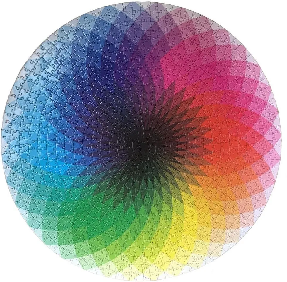 LRRH 1000 Pcs Round Jigsaw Puzzles Rainbow Palette Intellectual Game for Adults and Kids