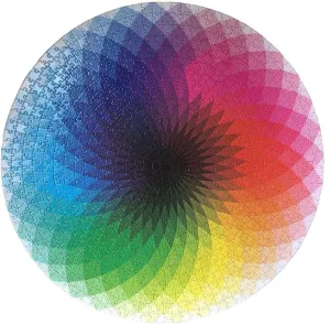 LRRH 1000 Pcs Round Jigsaw Puzzles Rainbow Palette Intellectual Game for Adults and Kids