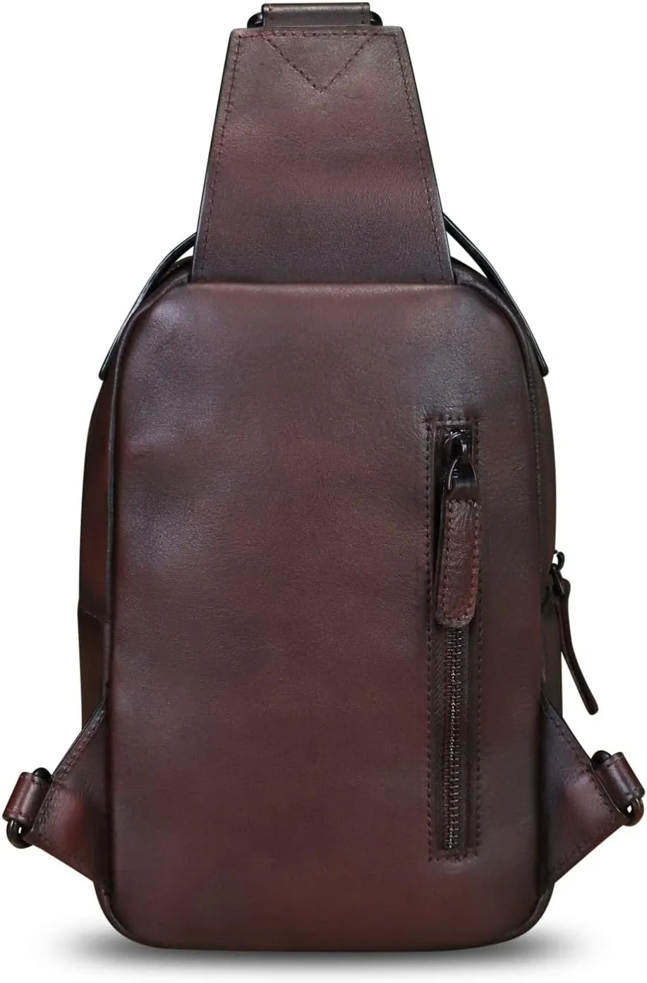 LRTO Genuine Leather Sling Bag Crossbody Purse Retro Handmade Hiking Daypack Motorcycle Shoulder Backpack Vintage Chest Bags (Coffee)