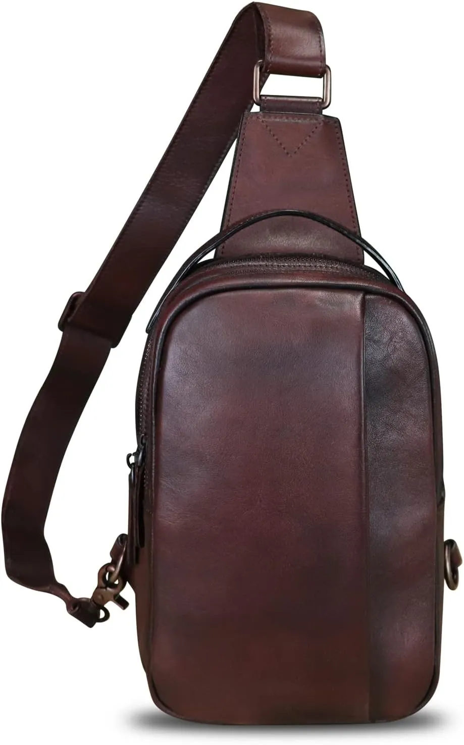 LRTO Genuine Leather Sling Bag Crossbody Purse Retro Handmade Hiking Daypack Motorcycle Shoulder Backpack Vintage Chest Bags (Coffee)