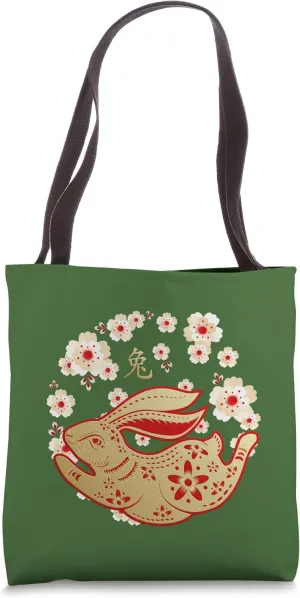 Lucky Money Red Envelope Red Pocket Rabbit Year Flower Ingot Tote Bag