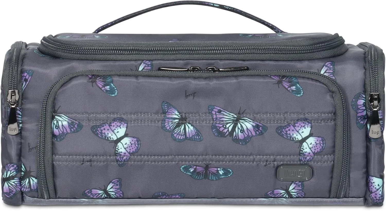 Lug Trolley Makeup Bag, Butterfly Grey